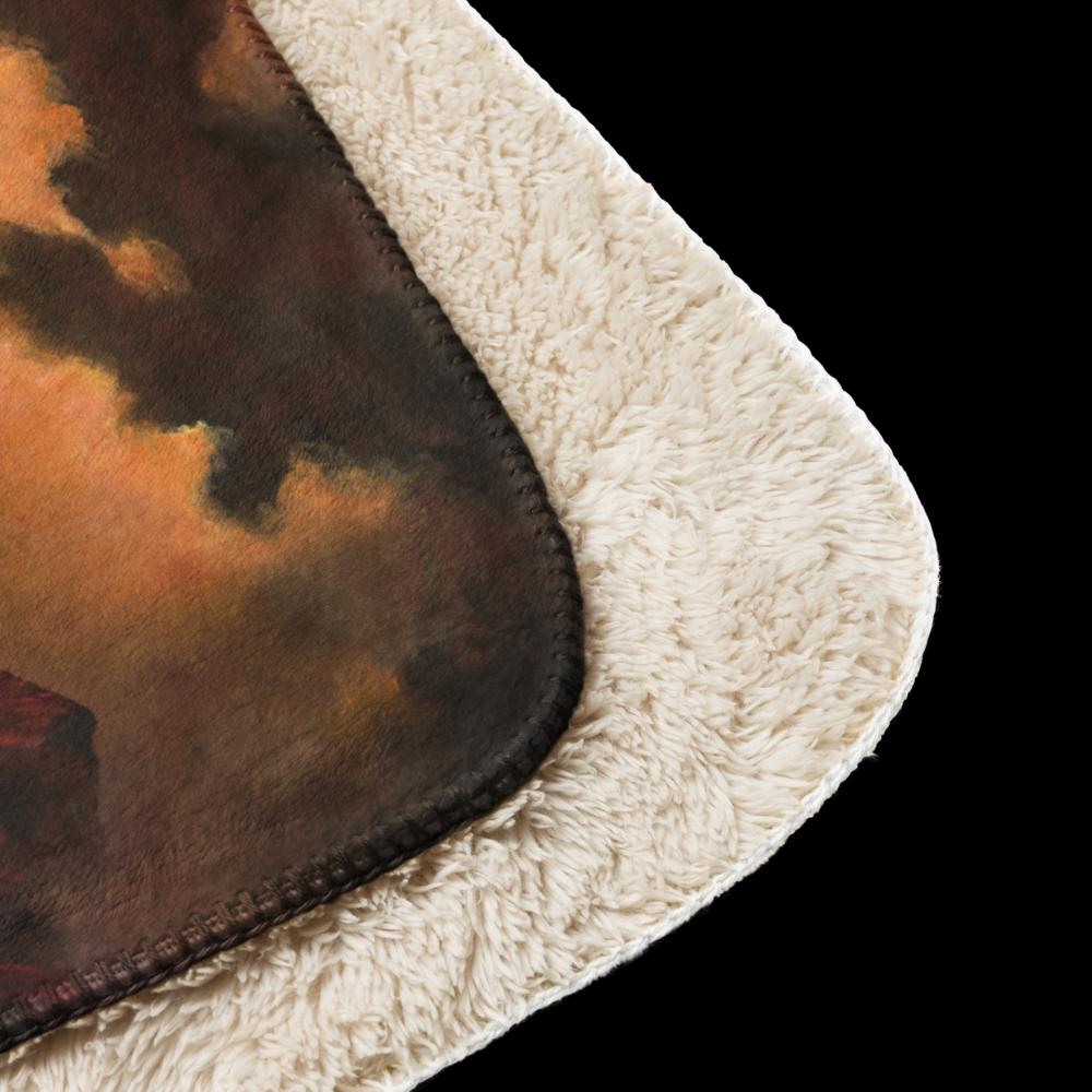 Woman on Cliff at Sunset Sherpa Blanket – Mystic Moon | PMF Collection No. 2: Receptivity | Celestial Goddess Throw Blanket