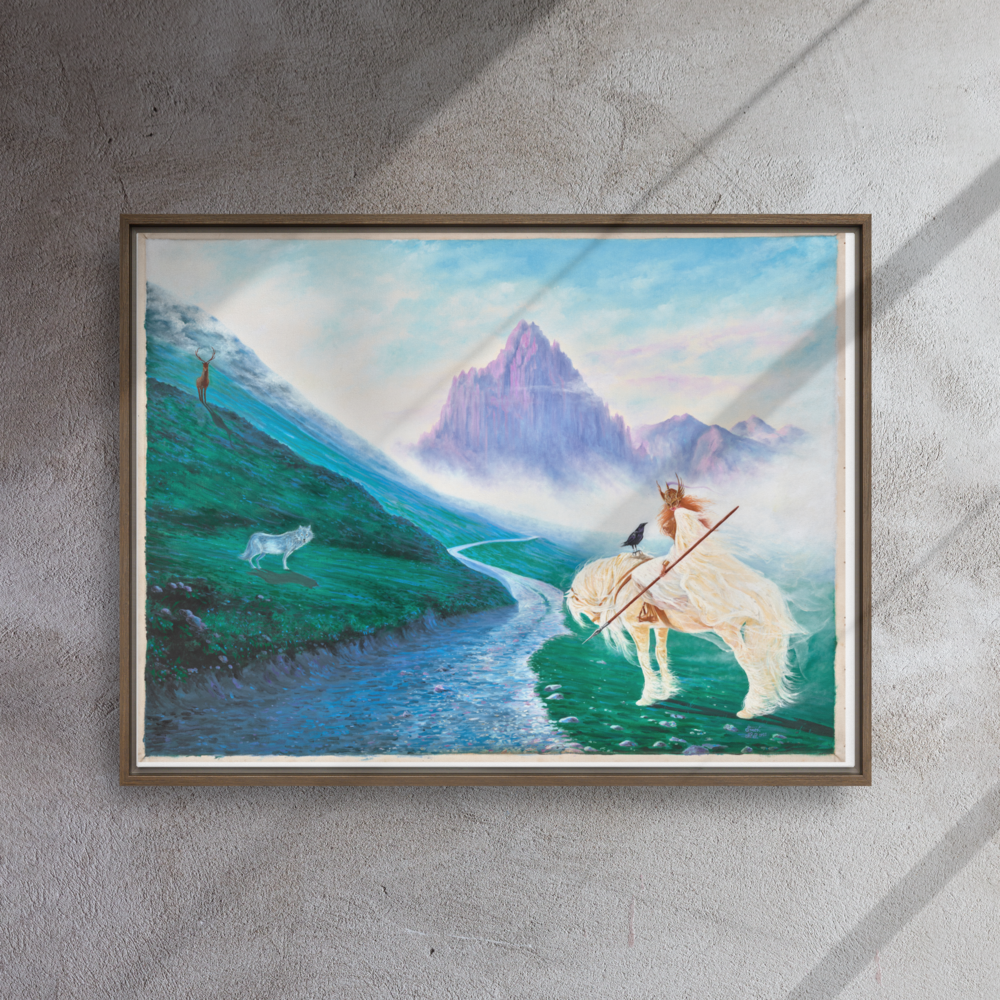 Valkyrie Warrior on Horseback Framed Canvas – Way to Valhalla | PMF Collection No. 5: Determination | Norse Mythology Wall Art
