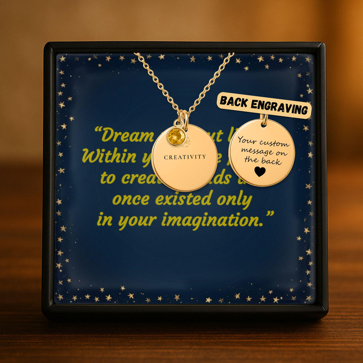 Sleeping Goddess with Swords Necklace - Life Is a Dream, PMF Collection No. 4: Creativity, Dark Fantasy Jewelry, Engraved Disc Charm Pendant
