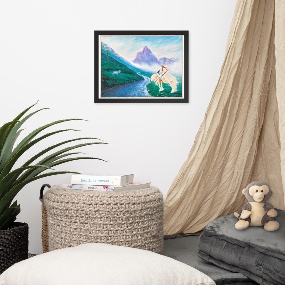 Valkyrie Warrior on Horseback Framed Poster – Way to Valhalla | PMF Collection No. 5: Determination | Norse Mythology Wall Art