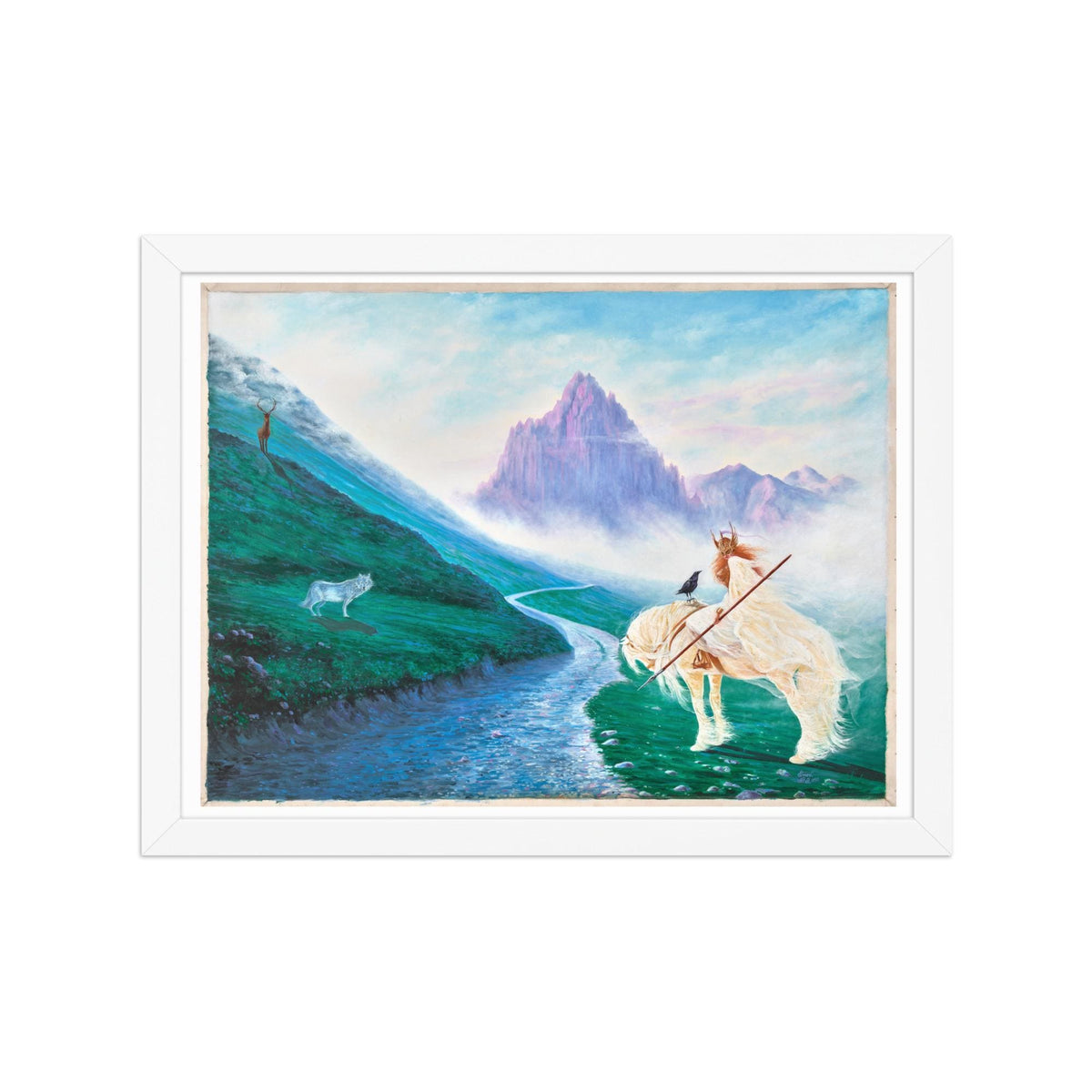 Valkyrie Warrior on Horseback Framed Poster – Way to Valhalla | PMF Collection No. 5: Determination | Norse Mythology Wall Art