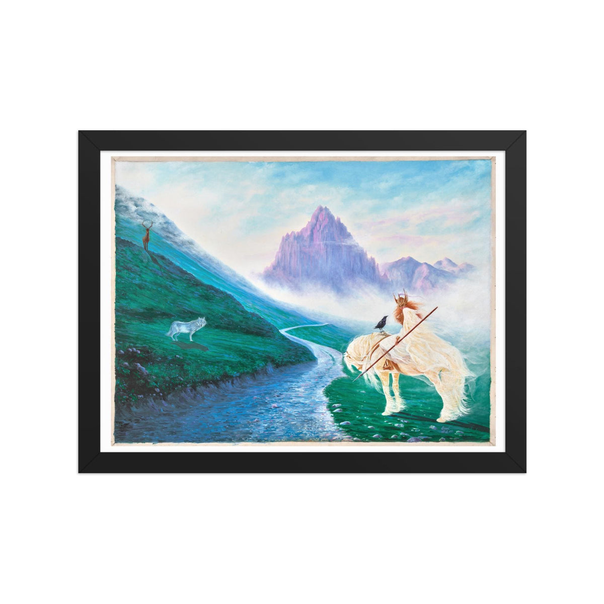Valkyrie Warrior on Horseback Framed Poster – Way to Valhalla | PMF Collection No. 5: Determination | Norse Mythology Wall Art