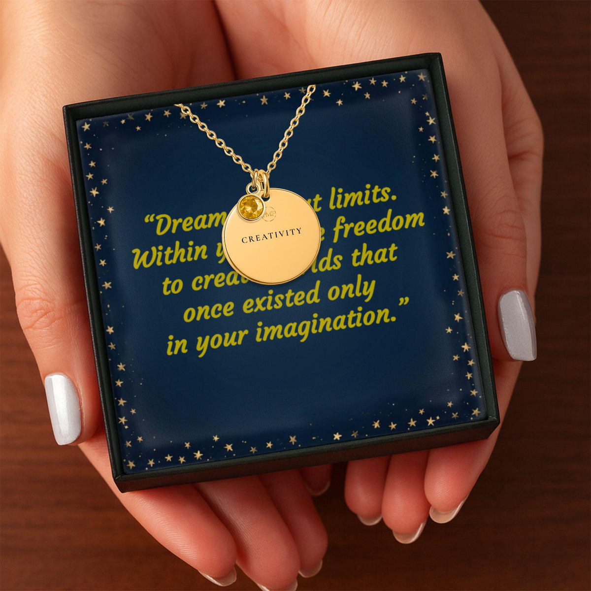 Sleeping Goddess with Swords Necklace - Life Is a Dream, PMF Collection No. 4: Creativity, Dark Fantasy Jewelry, Engraved Disc Charm Pendant
