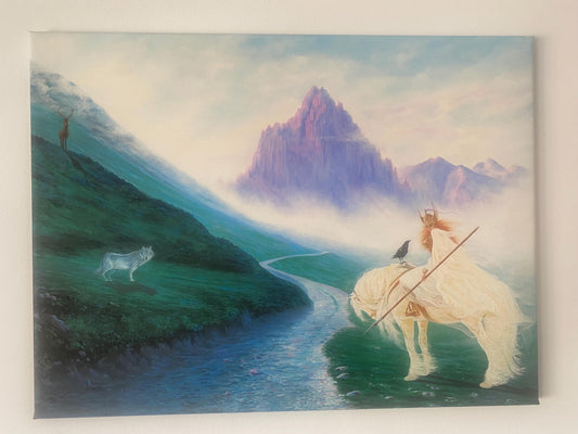 Valkyrie Warrior on Horseback Framed Poster – Way to Valhalla | PMF Collection No. 5: Determination | Norse Mythology Wall Art