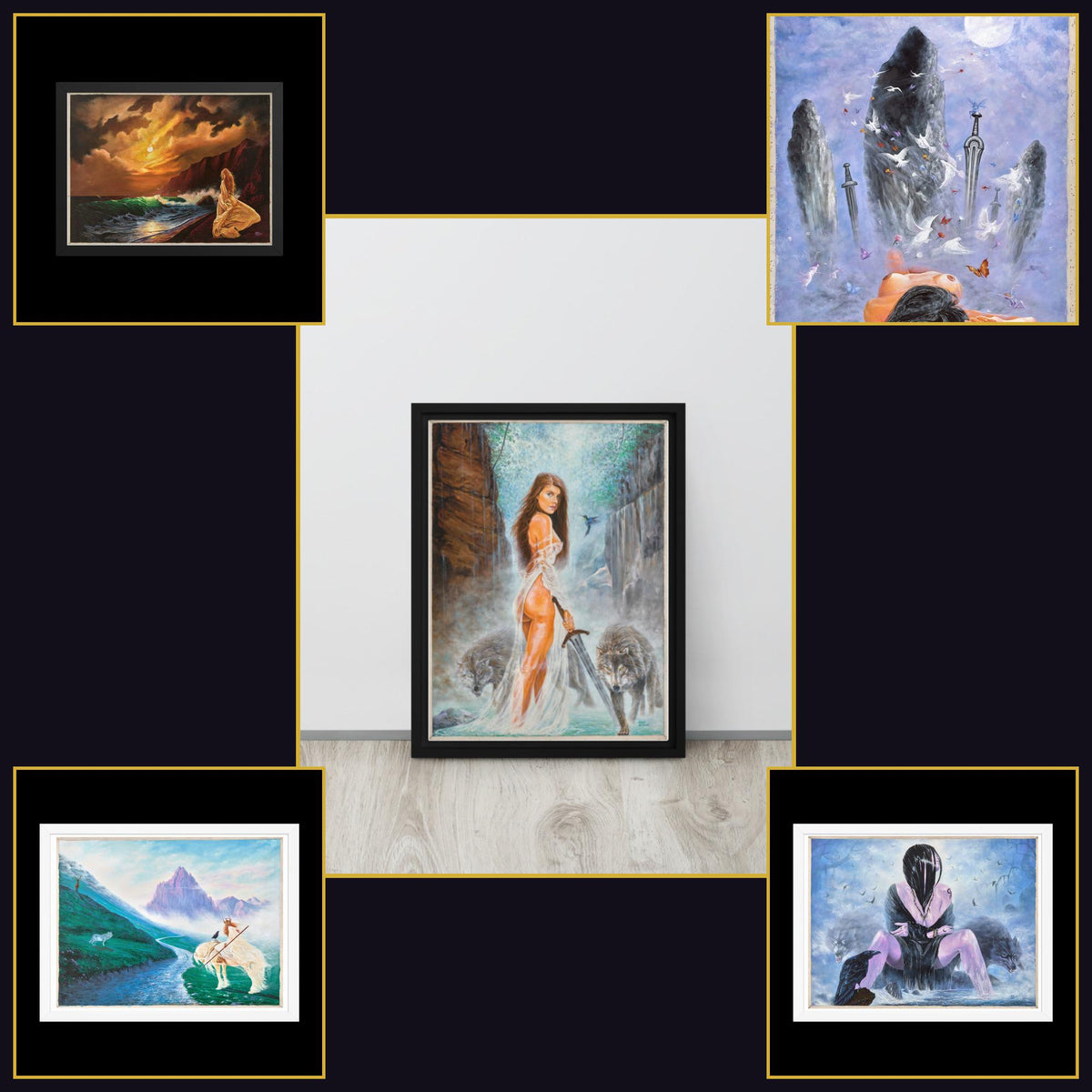 PMF Complete Collection – 5 Mythical Fantasy Oil Paintings Digital Print Bundle, Mystic Feminine Power Art Set, Instant Download