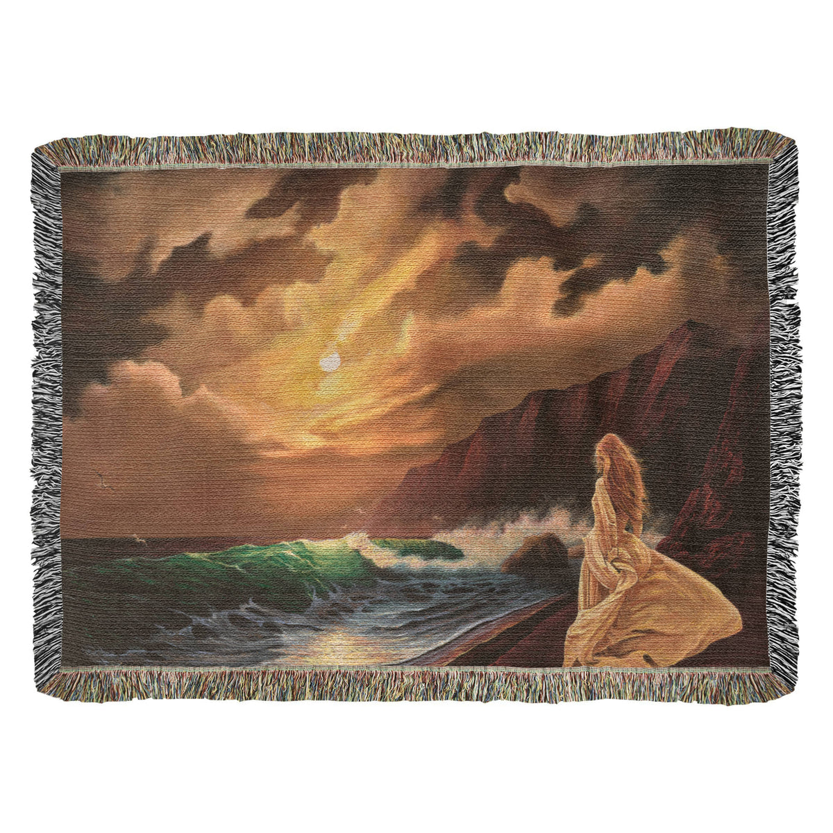 Mystic Moon Woven Blanket, Receptivity Symbol, Moon Goddess Decor, Mystical Throw Blanket, PMF Collection No. 2, Spiritual Gift
