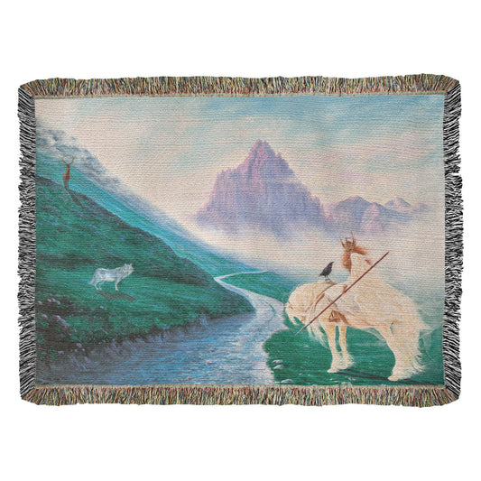 Way to Valhalla Woven Blanket, Determination Symbol, Norse Mythology Decor, Viking Throw Blanket, PMF Collection No. 5, Mystical Gift