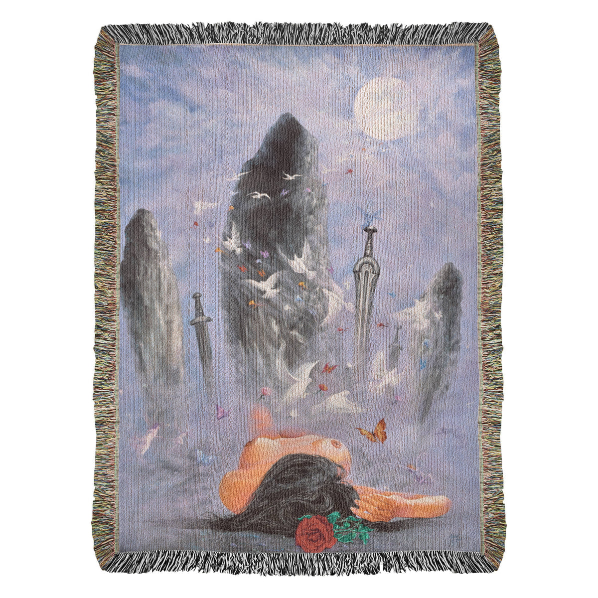 Life Is a Dream Woven Blanket, Creativity Symbol, Surrealist Art Throw, Mystical Home Decor, PMF Collection No. 4, Gift for Artists