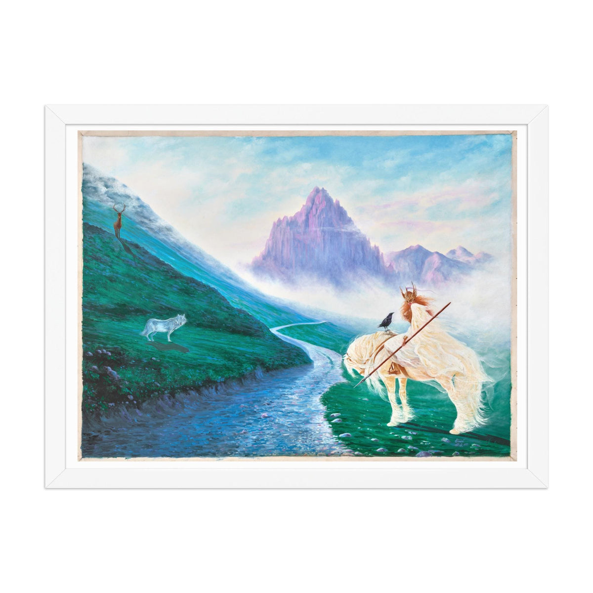 Valkyrie Warrior on Horseback Framed Poster – Way to Valhalla | PMF Collection No. 5: Determination | Norse Mythology Wall Art