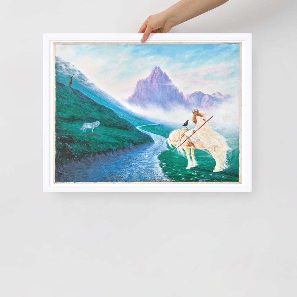 Way to Valhalla Oil Painting Digital Print, Mythical Fantasy Art Printable, Mystic Feminine Power PMF Collection No 5 Poster