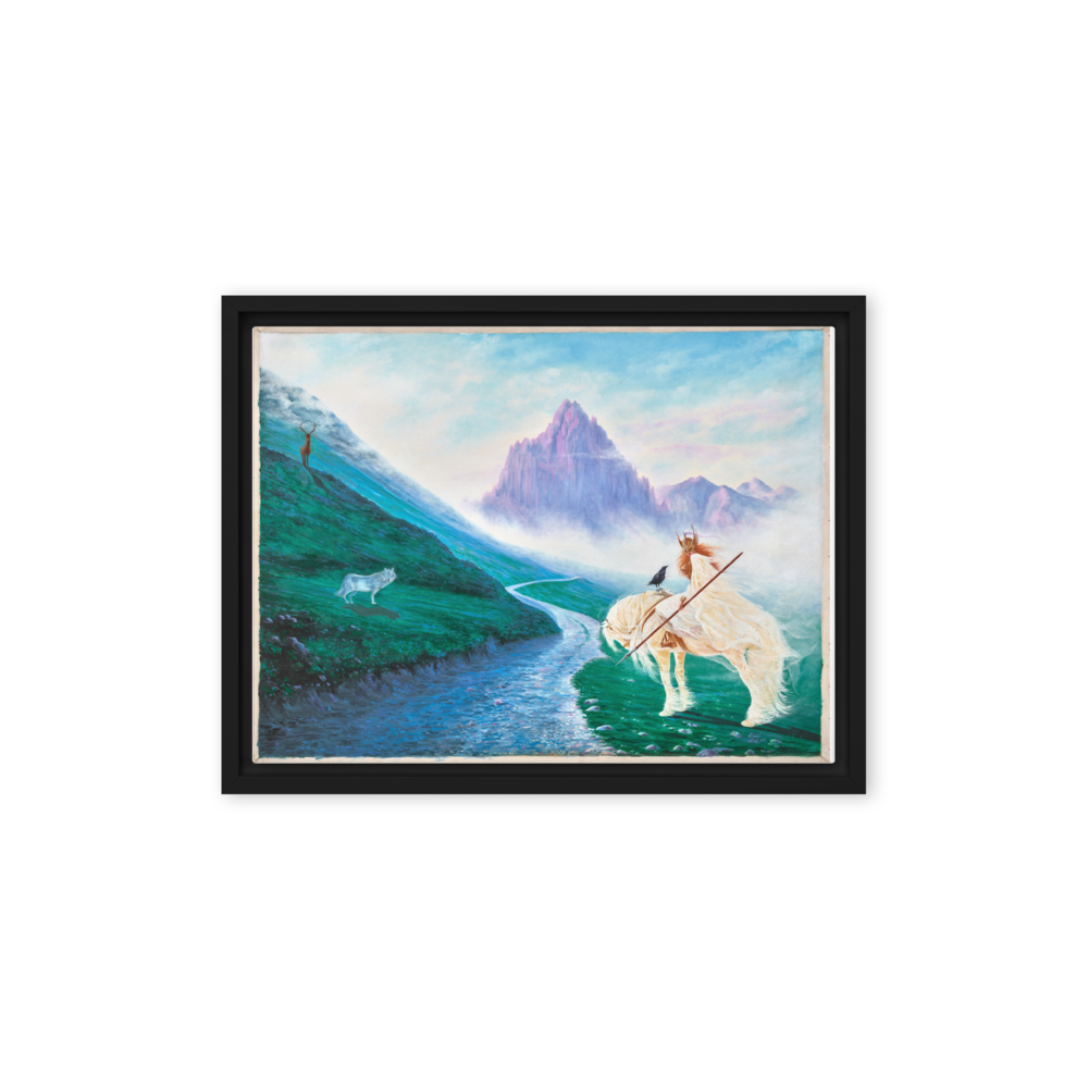 Valkyrie Warrior on Horseback Framed Canvas – Way to Valhalla | PMF Collection No. 5: Determination | Norse Mythology Wall Art