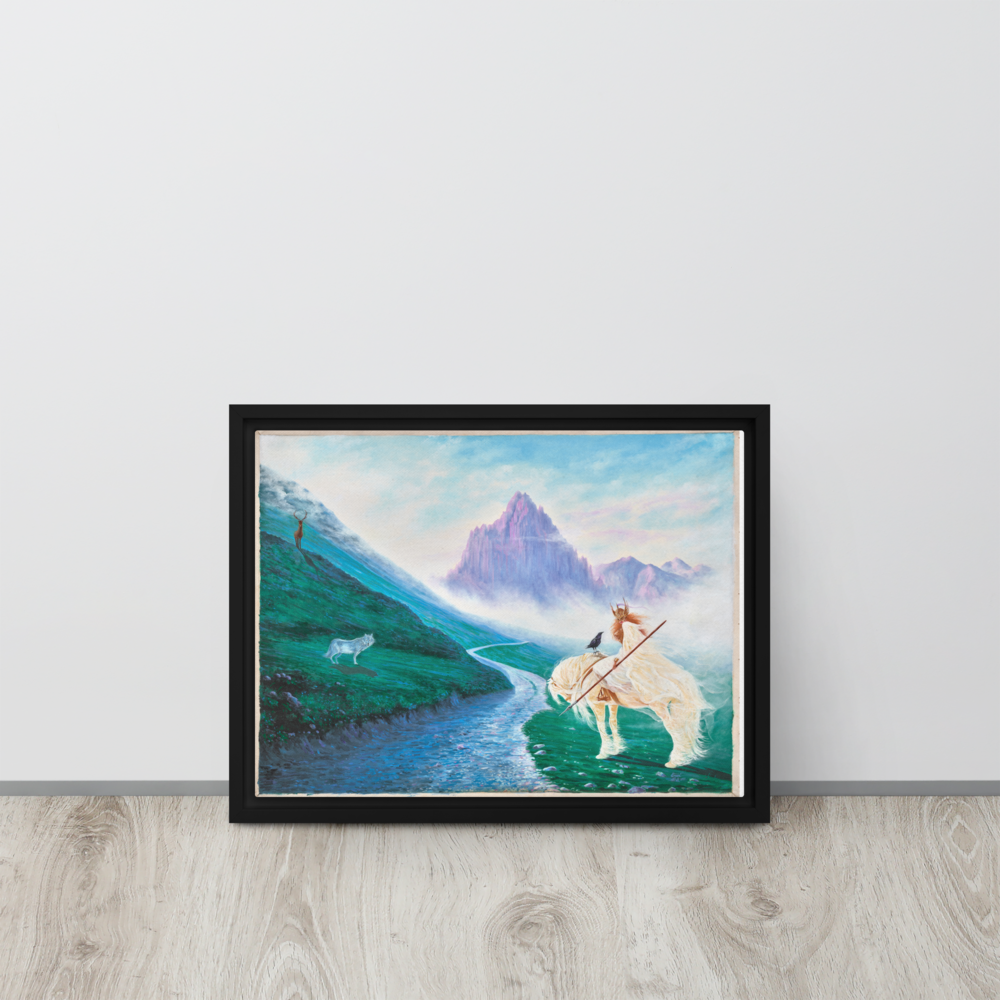 Valkyrie Warrior on Horseback Framed Canvas – Way to Valhalla | PMF Collection No. 5: Determination | Norse Mythology Wall Art