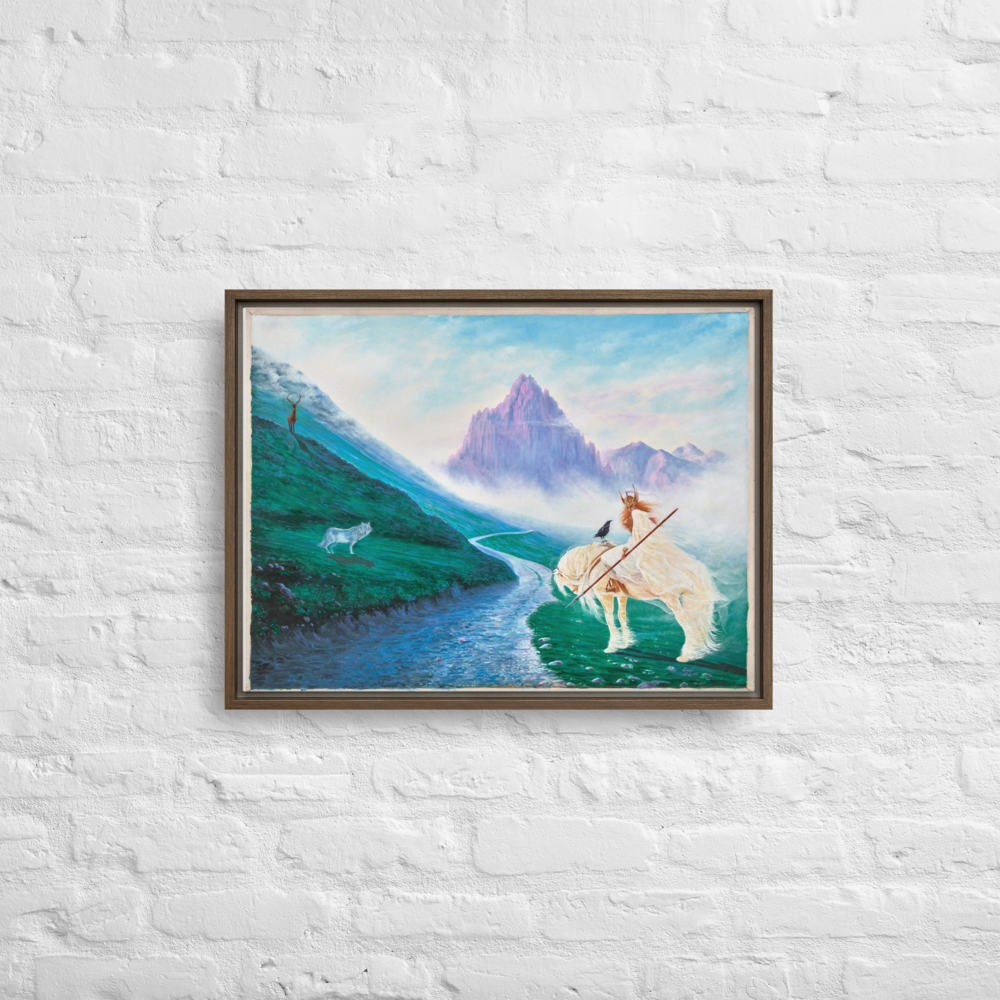 Valkyrie Warrior on Horseback Framed Canvas – Way to Valhalla | PMF Collection No. 5: Determination | Norse Mythology Wall Art